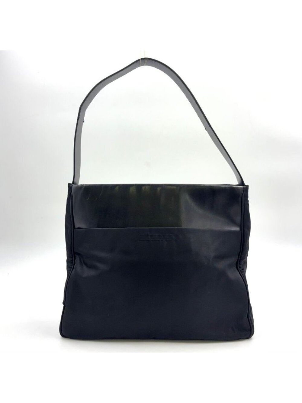 Prada Tessuto Paneled Leather Nylon Black Bag Silver